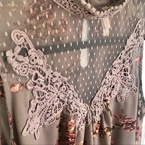 lavender dress tank w/ floral, lace & mesh details